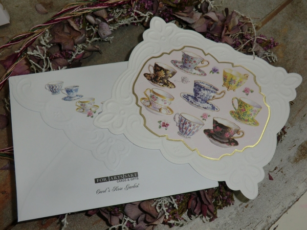M34 C. Wilson Briefkarte Grußkarte Teetassen Prägedruck