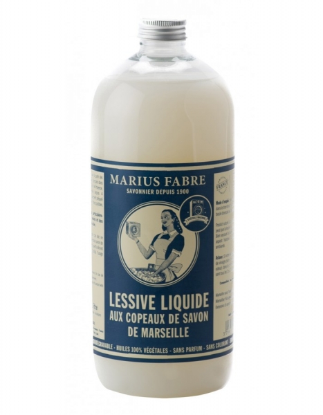 Marius Fabre 1 L Flüssigwaschmittel Nature, Marseiller Seife ohne Duft für Textilien