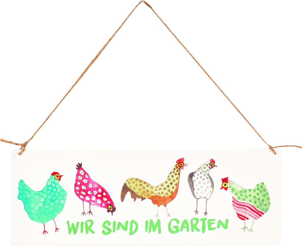 Mobel Wohnen Ihr Buntes Turschild Jolly Hens Lustige Huhner Wir Sind Im Garten Metall Deko Limap Pe