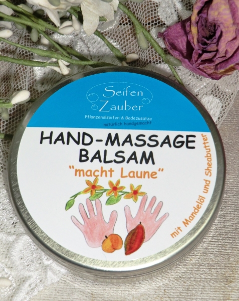 Seifen Zauber 50 ml Hand-Massage Balsam "macht Laune" im Metall -Tiegel