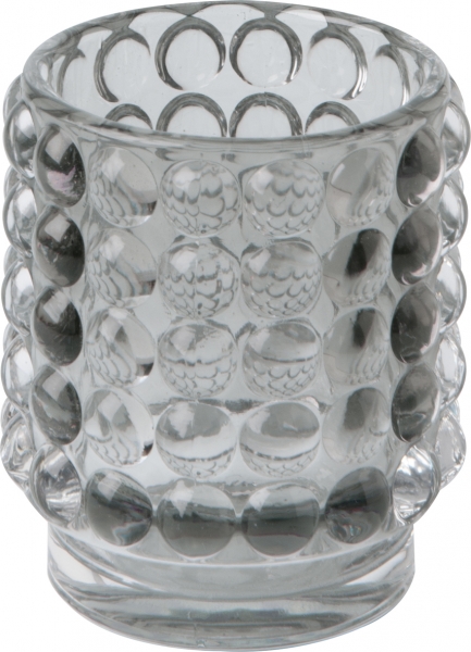 IHR eleganter Teelichthalter, h 8 cm zartgrau, Glas, Windlicht für Tischdeko, Weihnacht und Feste