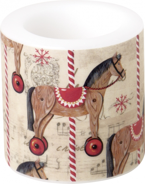 IHR Windlicht Carousel Horse, Kerze mit Karussellpferd, Holzpferd, Weihnacht