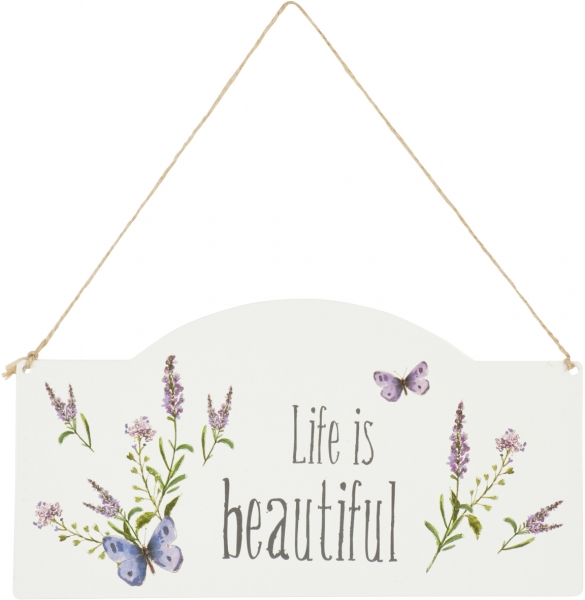 IHR Türschild La Lavande cream "Life is beautiful" Lavendel Sommer aus Metall